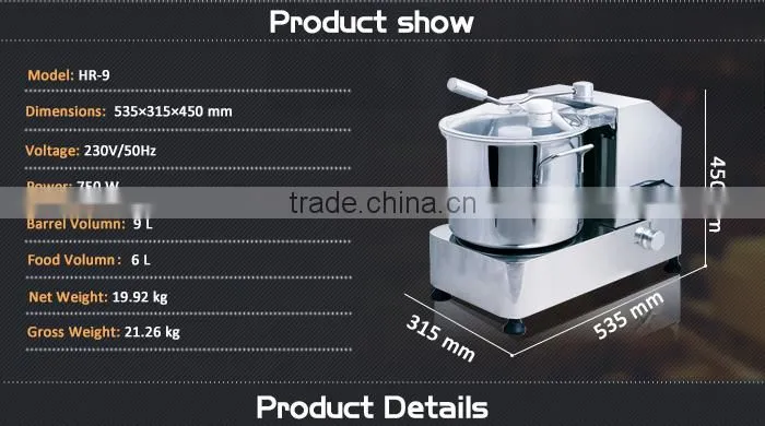 restaurant industrial electric food chopper(stainless steel,adjustable speed,safety cover)