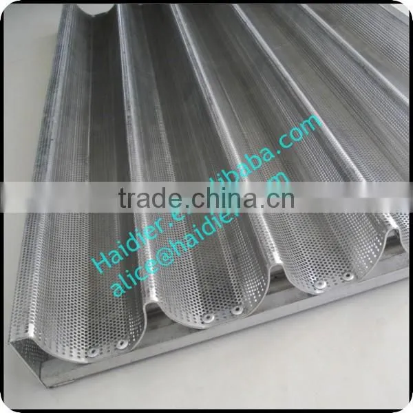 Aluminum alloy perforated 5 grooves teflon french baking pan/french baguette tray for oven