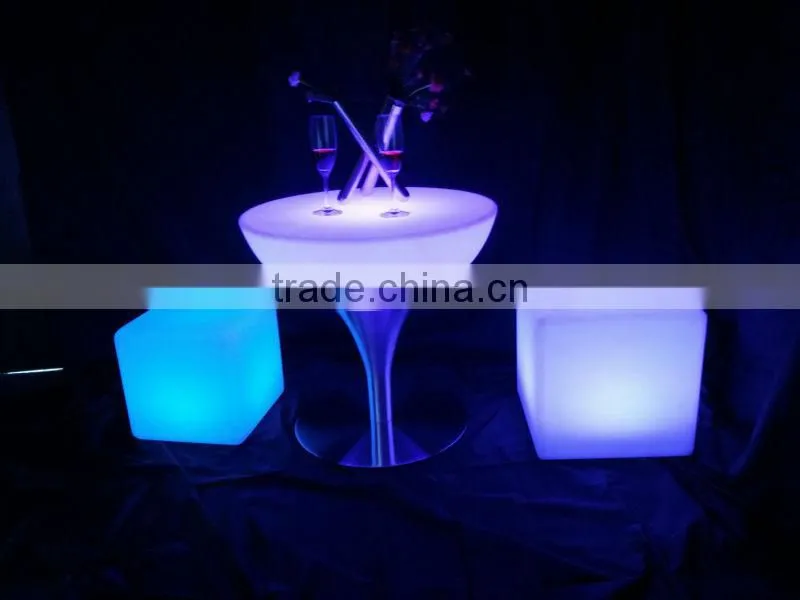 60CM LED Remote Halfmoon Table/ Hot Sell LED Rechargeable Halfmoon Coffee Table/LED Outdoor Lawn Halfmoon Cocktail Table
