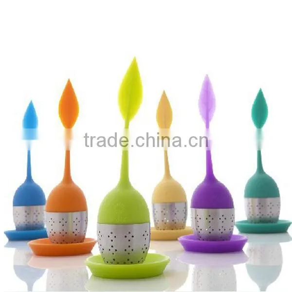 Durable Food Standard Silicone Tea Filter with Stainless Steel tea Ball