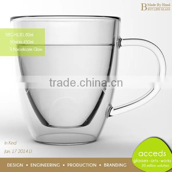 Double Insulated Clear / Color Borosilicate Thermo Cup