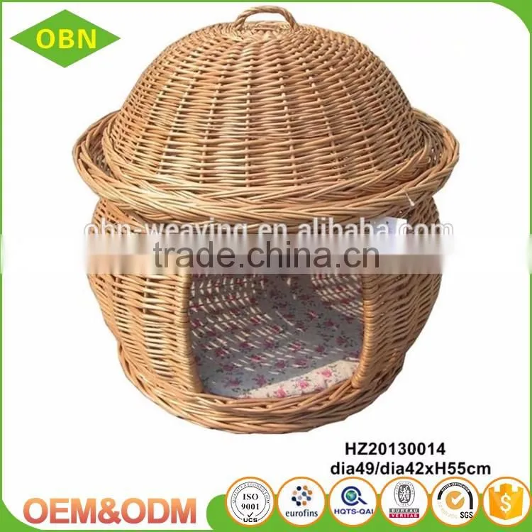 China custom nice quality beautiful antique pet house wicker dog bed indoor cat house for sale