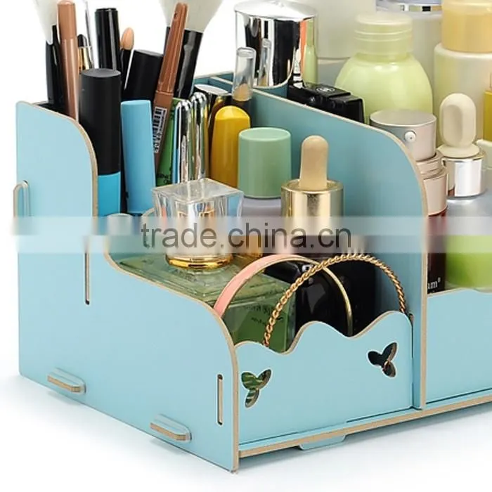 Korean box DIY desktop cosmetic storage box wooden makeup box
