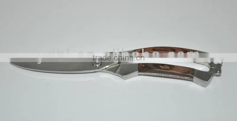stainless steel strong kitchen scissors in wood handle