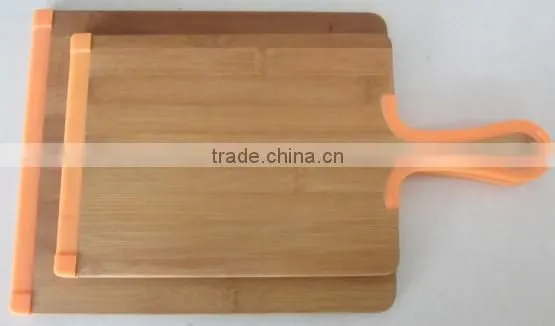 Two sizes bamboo cutting board with silicon handle #32003