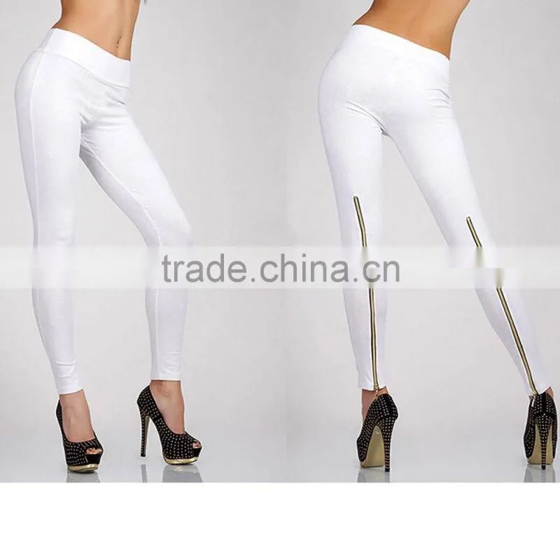 wholesale cheap price high quality Winter candy color Skinny Tight Zip Legging Stretch Pant Slim Jeggings Pencil Trouser
