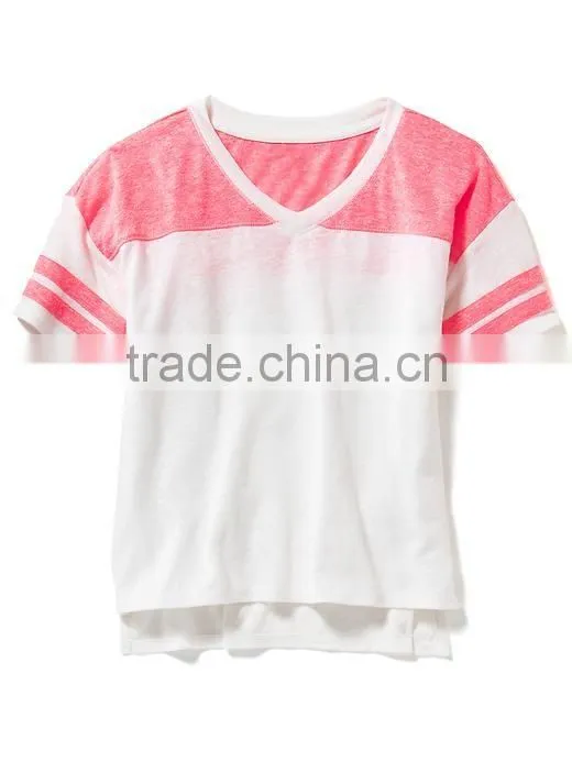 Child Girls Linen-Blend Football Tee HST8064