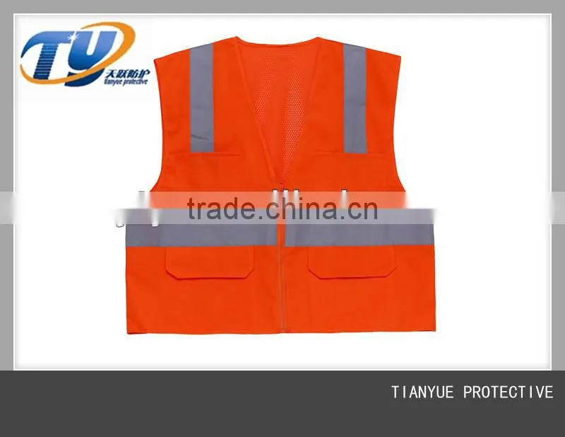 201506061012 Reflective safety vest fluorescent orange security vest