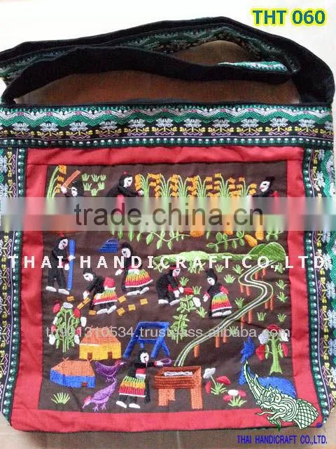 Thai Embroidered HMONG Hill Tribe Tote Hand Bag