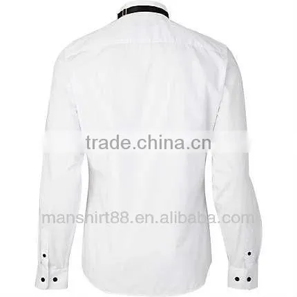 man's long sleeve white satin tuxedo shirt