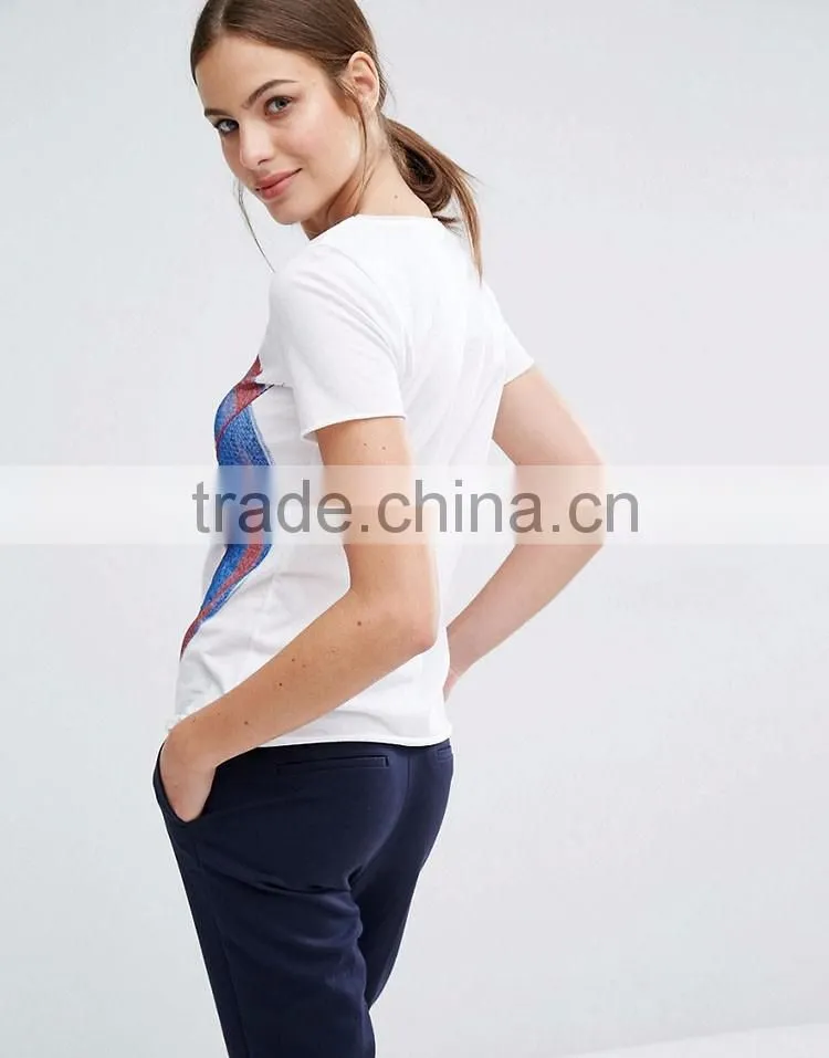 2016 Guangzhou Shandao Casual Summer O-neck Short Sleeve 160g 100% Cotton Custom Womens High Quality Tshirt