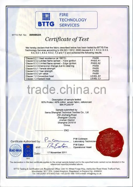 anti-heat and anti-splash fabric / aluminum coated Nomex fabric