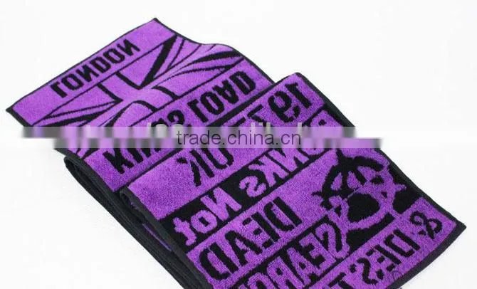 100% cotton yarn dyed jacquard woven logo gym towels