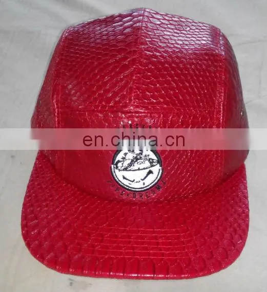 Leather Strap Snakeskin Cap 5 Panel Hat Wholesale