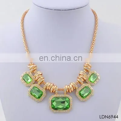 Glass ruby crystal and gold palting imitation fashion factory wholesale necklace jewelry