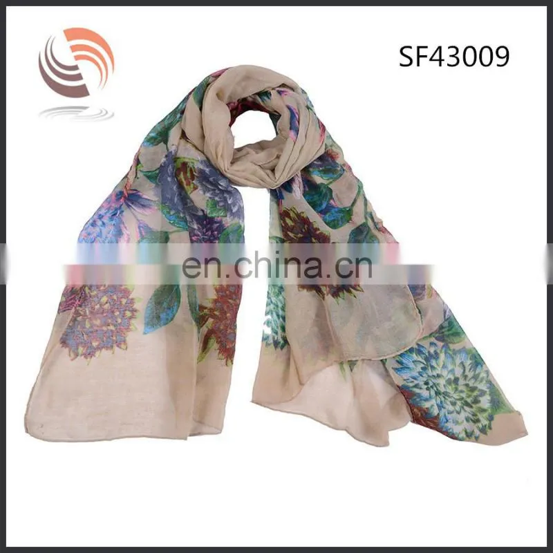 latest fashion spring polyester scarf flora scarf wholesale