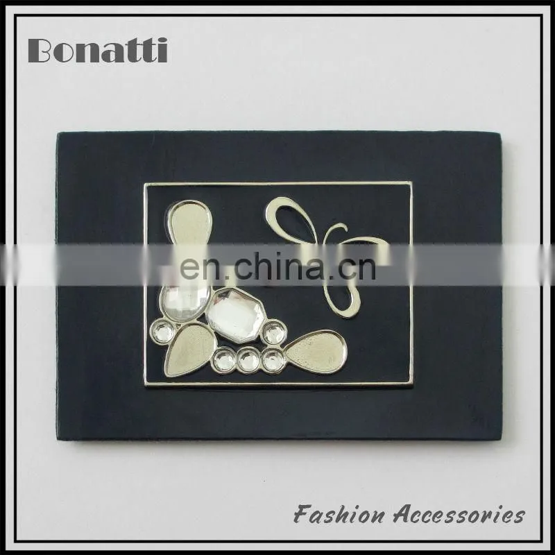 high quality pu leather labels with rhinestone for bags shoes and jeans