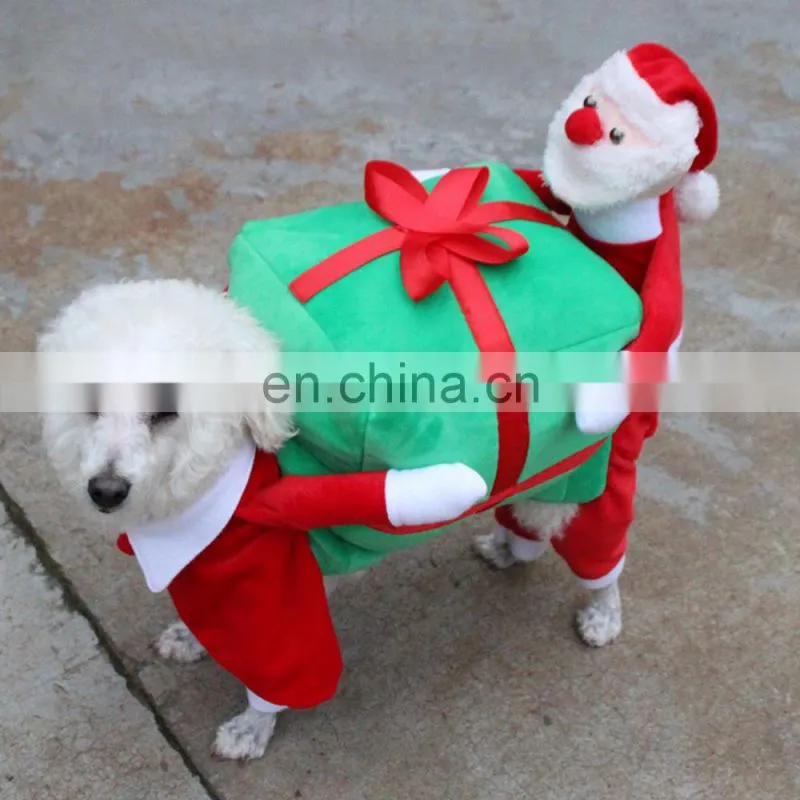 New Version Pet Dog Back-Carry Gift Costume Clothes BackCarrying With Presents For Party Xmas Christmas Present