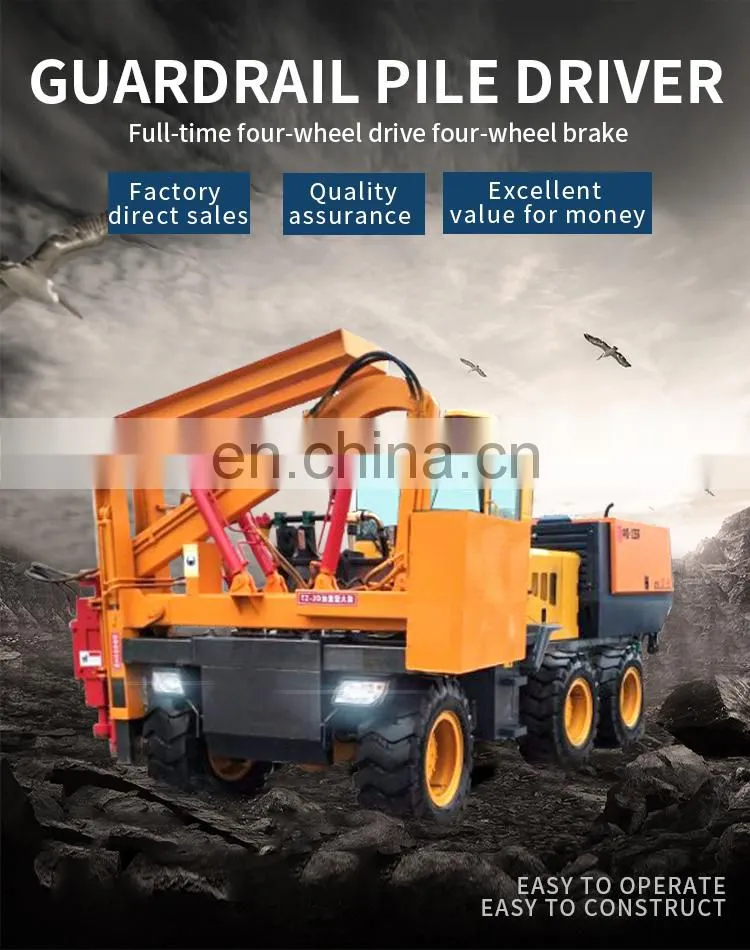 hydraulic six wheel ramming piling and pile driver guardrail fixing machine ramming piling machine