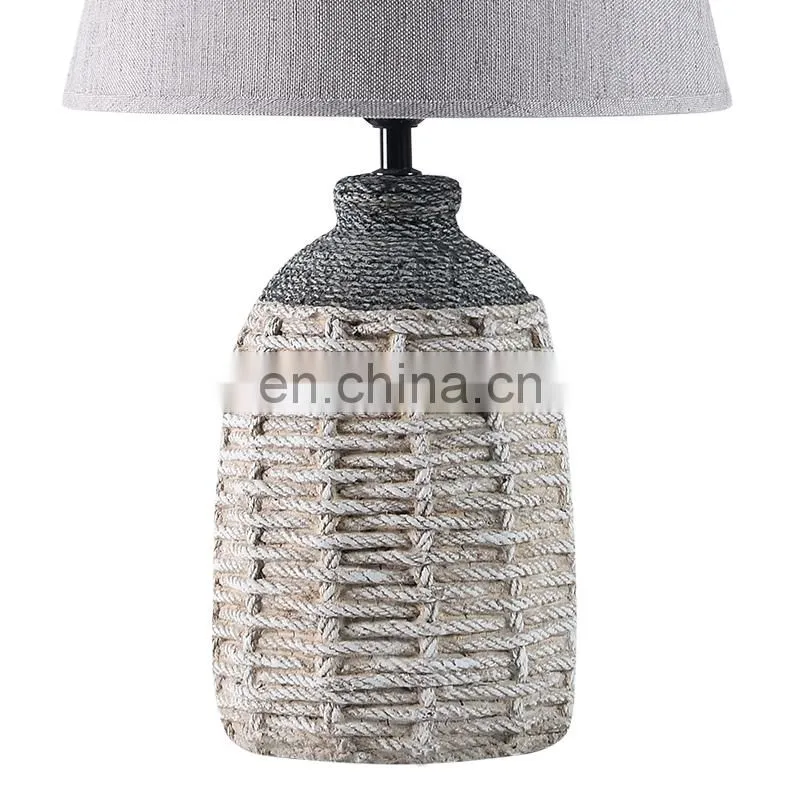 European style rope pattern cement table lamp for indoor room