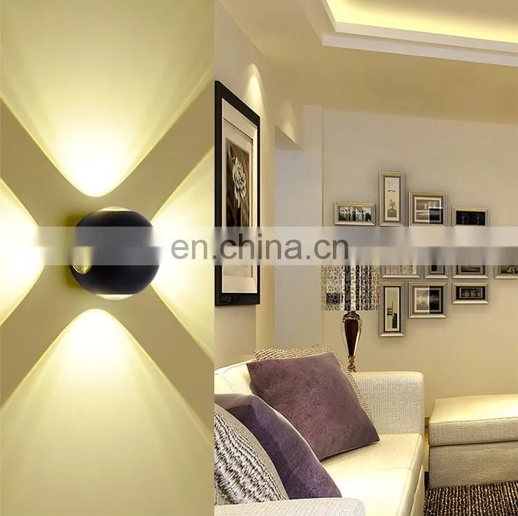LED Outdoor Round Aluminum Waterproof Wall Lamp Four-sided Illuminated Corridor Aisle Wall Decorative Lghting