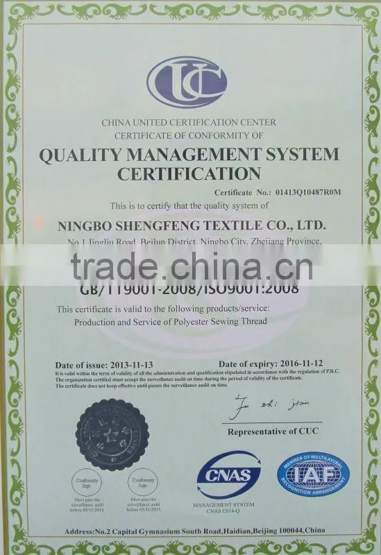 100% spun polyester sewing thread
