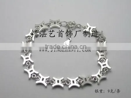 925 Silver Link Bracelet With Gemstone Charm