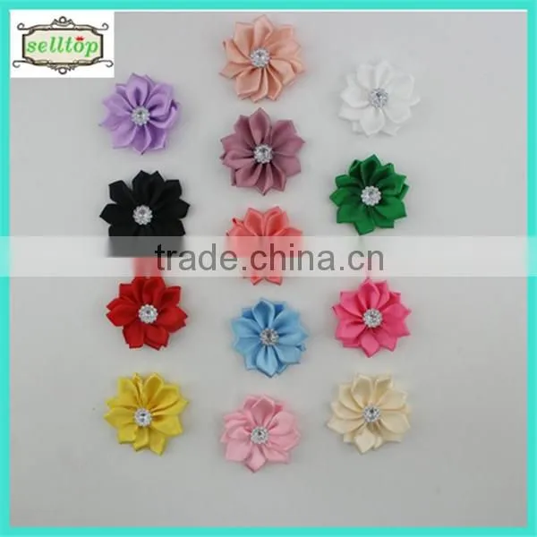 6cm satin ribbon handmade flowers for baby clothes