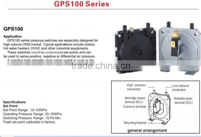 IS9001 TS16949 air compressor air pressure switch