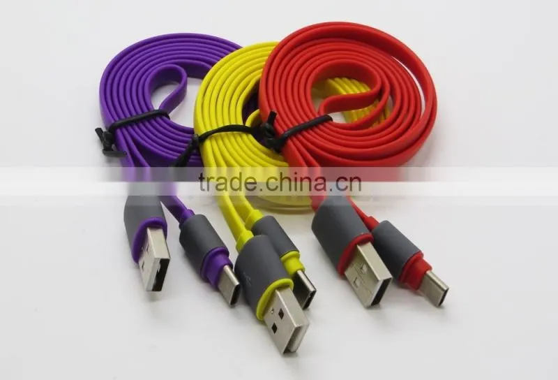 For Huawei USB 3.1 Data Charge Type C Cable Flat Color Noodle Cord