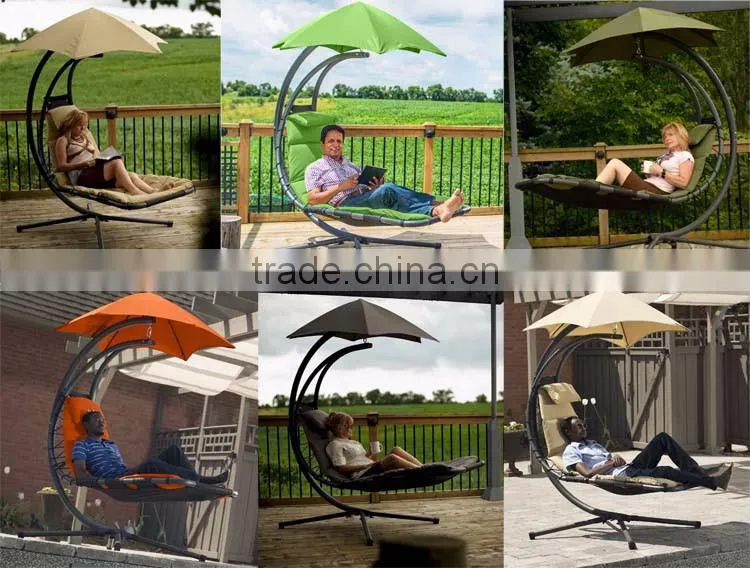 Colorful Outdoor Leisure Patio Arc Stand And Canopy Adult Hanging Single Seat Chair Swing