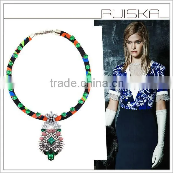 Fashion Mode Acrylic Waterdrop Braided Rope Necklace