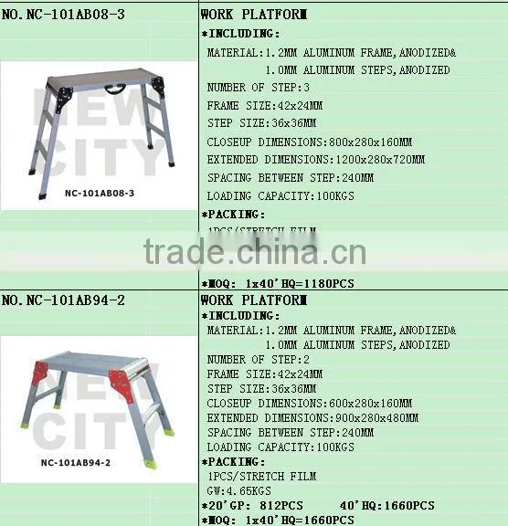 American supermarkets Hot sale Adjustable Aluminium Platform Ladder