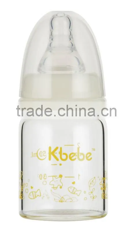 2014 Free Sample standard glass bpa free feeding bottle, juice feeding bottle,glass bulk baby bottles