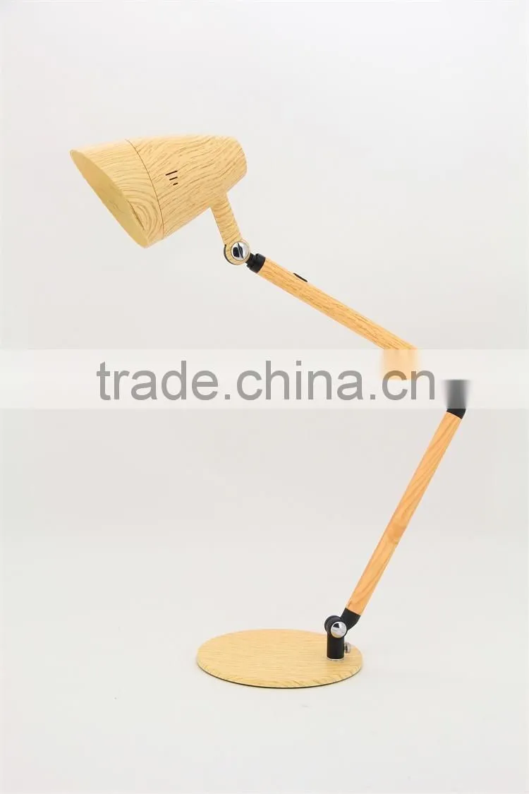 7W adjustable metal led table lamp with dimming function JK836-Wood natural woodtable lamp exporter