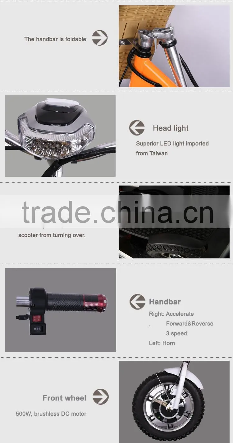 500w folding three wheel electric scooter for adult