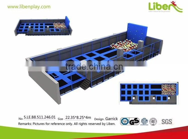 Blue Color Safe Custom Design Europe Standard Indoor Rectangular Trampoline Park with Foam Pit