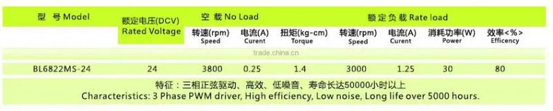 30W 80%efficiency 24v BLDC Motor