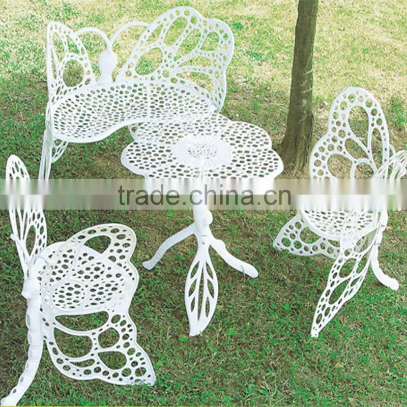 French Accent Round Classic Cast Aluminum Restaurant Dining table and chair furniture
