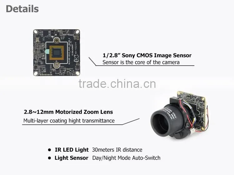 varifocal auto iris 2.8-12mm cctv 4X optical lens dome ip cam with 2MP resolution