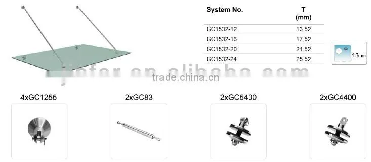 Stainless Steel Tempered Glass Canopy "ELLE"