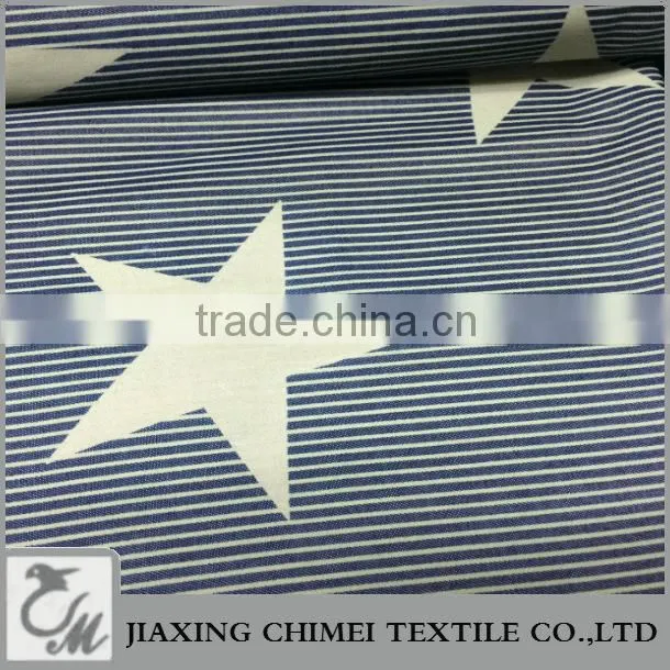 jiaxing strip star printed patternof tencel denim for denim shirt men