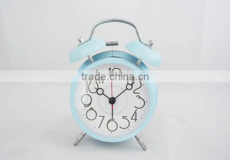 4''wholesale digital twin bell white round alarm clock for home deco