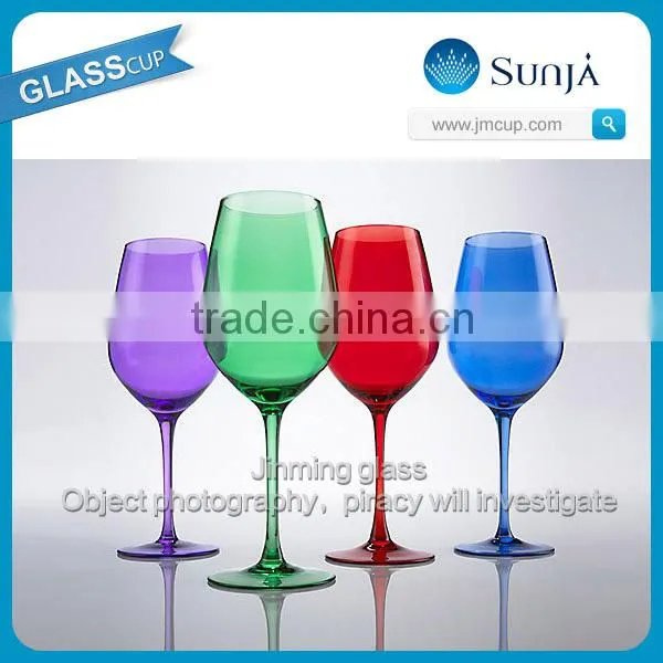 Glass house ware retro alochol glassware colored wine glass goblet customed engraved goblets colored wine glass goblet
