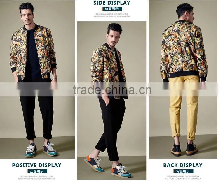 The 2015 men's casual fashion print Hooded Jacket
