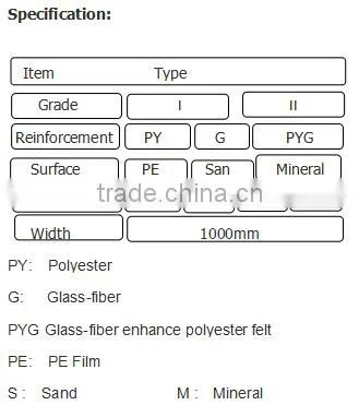 APP rubber modified bitumen film/ Torch on roofing sheet/ Asphalt roofing felt with ISO