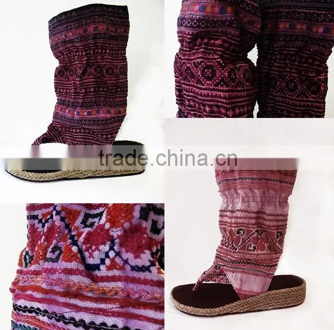 Tribal Fabric Sandals, One of a kind vegan friendly hand-dyed ethnic flip flops