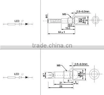 CNGAD 24V 8mm copper led work light(copper lighting,24V signal light)(GD16C-8)