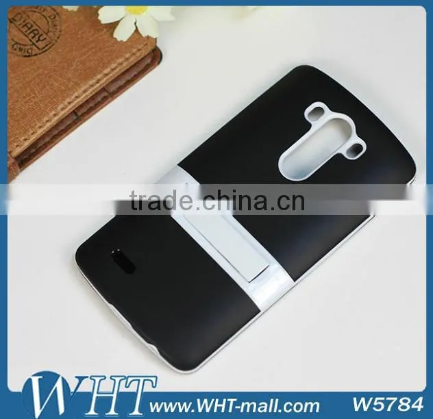 Double Color Design Hybrid Case for LG G3 TPU Cover+ PC Kickstand