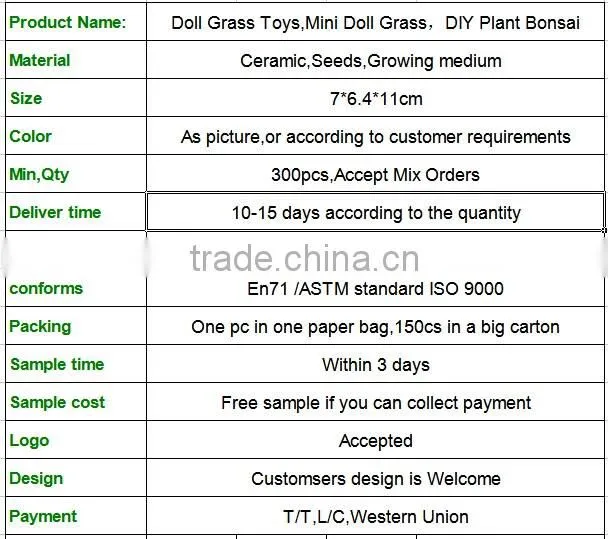 Hot Sale Boutique DIY Plant Bonsai Mini Doll Grass Office Home Doll Grass Toys